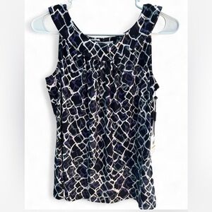 Calvin Klein Sleeveless Top Sz small Purple Black White Print  NWT